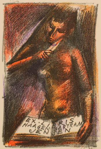 Exlibris by Radoslav Kutra from Czech Republic for Haagen Bartram-Jensen - Book Woman Nude 