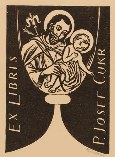 Exlibris by Michal Florian from Czechoslovakia for P. Josef Cukr - Religion 