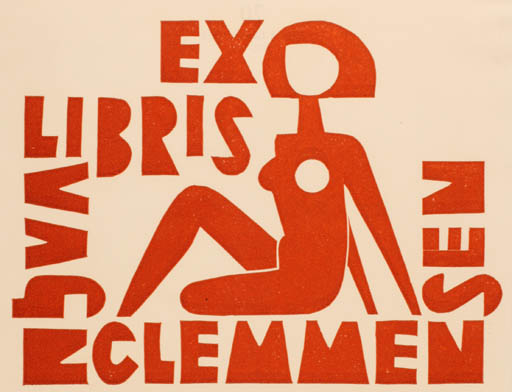 Exlibris by Richard Lander from Czech Republic for Vagn Åge Clemmensen - Woman Text/Writing 