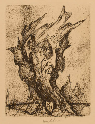 Exlibris by Jan Halla from Czechoslovakia for ? N. H. - Devil 