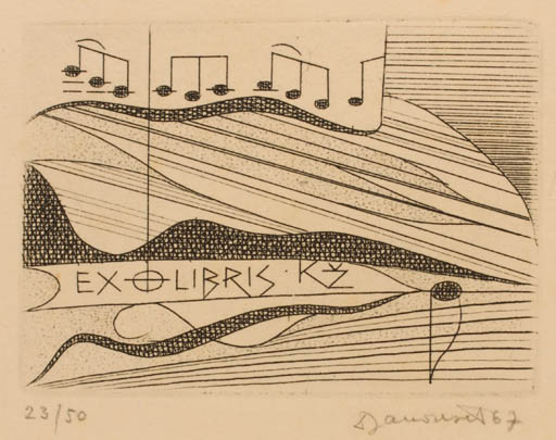 Exlibris by Dusan Janousek from Czechoslovakia for ? K.Z. - Music 