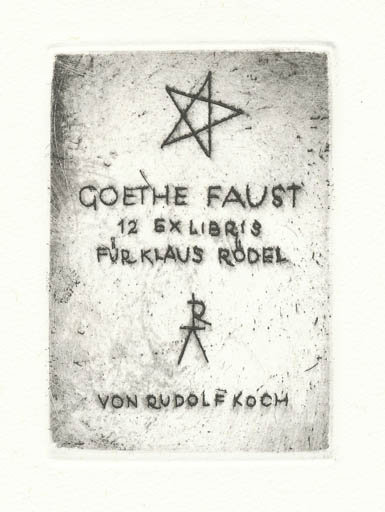 Exlibris by Rudolf Koch from Germany for Klaus Rödel - Literature Text/Writing 