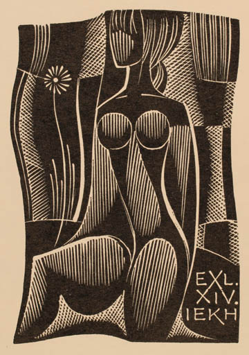 Exlibris by Dusan Janousek from Czechoslovakia for Xiv Iekh - Woman 