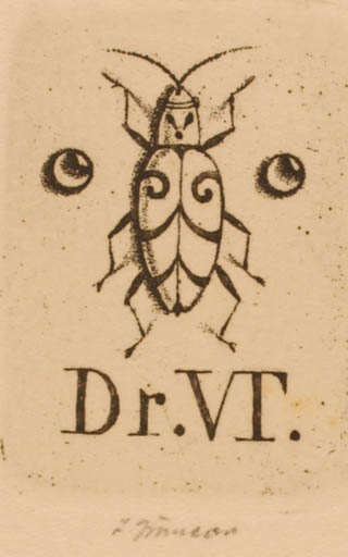 Exlibris by Ludmilla Jirincova from Czechoslovakia for Dr. V. T. - Insect 