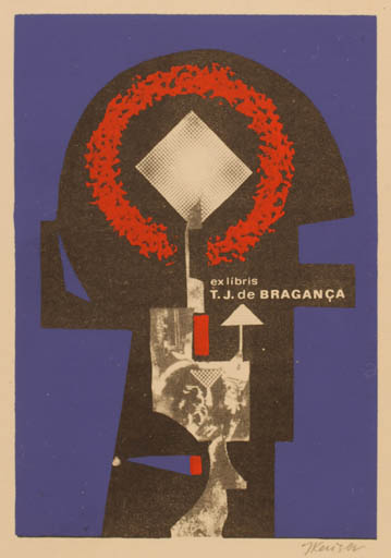 Exlibris by Jaroslav Kaiser from Czechoslovakia for Telmo Jose de Braganca - Abstract 