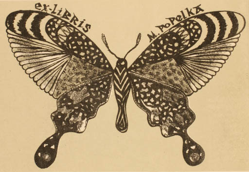 Exlibris by Karel Oberthor from Czech Republic for M. Popelka - Fauna Butterfly 