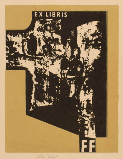 Exlibris by Jaroslav Kaiser from Czechoslovakia for ? F. F. - Abstract 