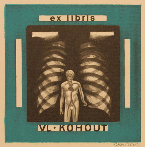 Exlibris by Jaroslav Kaiser from Czechoslovakia for Vladislav Kohout - Medicine Man 