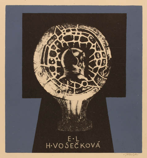 Exlibris by Jaroslav Kaiser from Czechoslovakia for Helenka Vosecková - Technology 