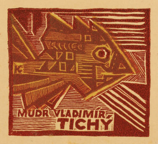 Exlibris by Ladislav J. Kaspar from Czech Republic for Vladimir Tichy - Fish 