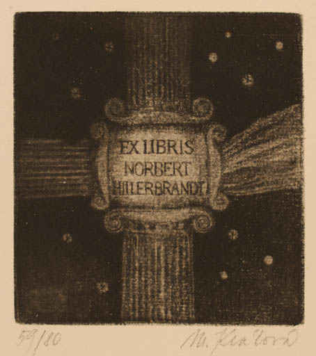 Exlibris by Mancka Klimovicova from Czechoslovakia for Dr. Norbert Hillerbrandt - Abstract 