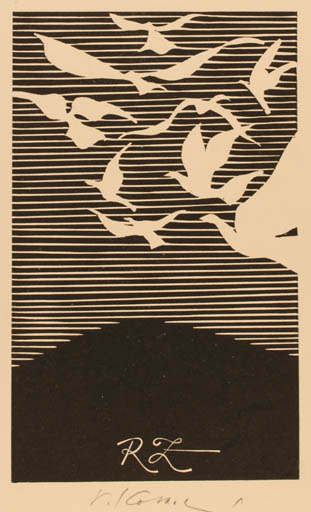 Exlibris by Vera Kotasová from Czechoslovakia for ? R. Z. - Bird 