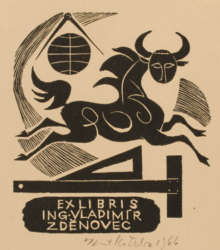 Exlibris by Emil Kotrba from Czechoslovakia for Ing. Vladimir Zdenovec - Fable Animal 