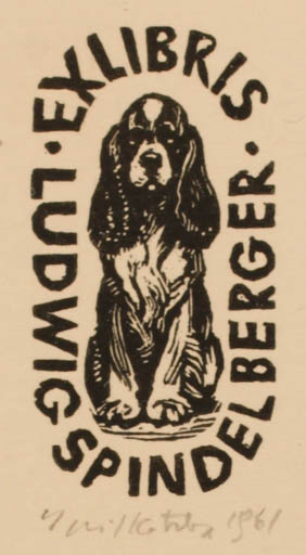 Exlibris by Emil Kotrba from Czechoslovakia for Ludwig Spindelberger - Dog 