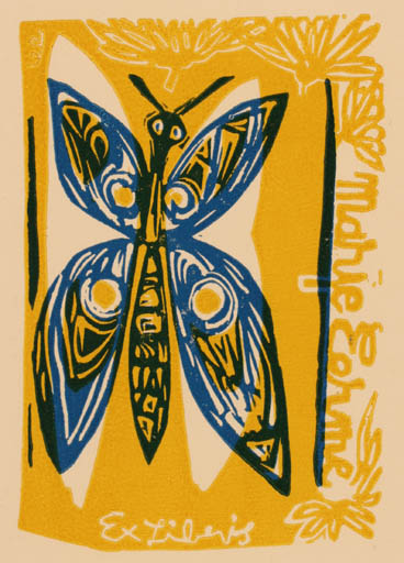 Exlibris by Abel Lee from Canada for Marje Eerme - Insect Butterfly 