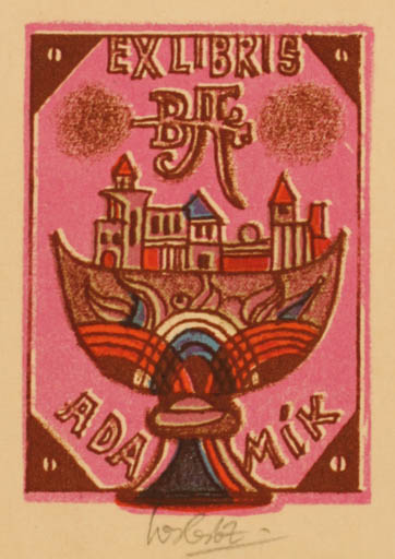 Exlibris by Josef Liesler from Czechoslovakia for Ada Mik - City 