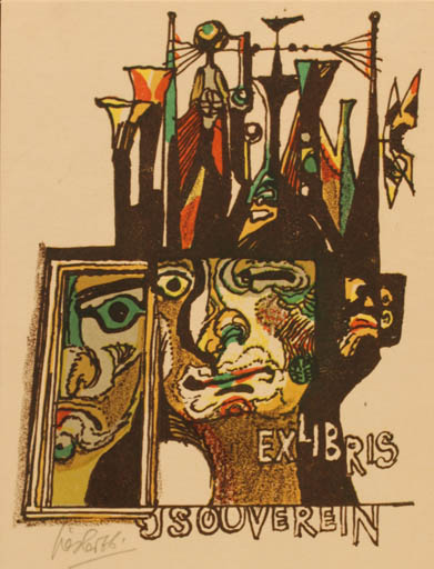 Exlibris by Josef Liesler from Czechoslovakia for Johannes Souverein - Abstract 