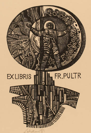 Exlibris by Jaroslav Lukavsky from Czech Republic for Frantisek Pultr - Technology 