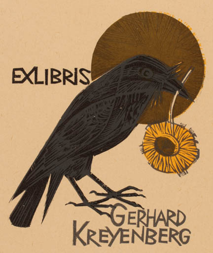 Exlibris by Jaroslav Lukavsky from Czech Republic for Dr. Gerhard Kreyenberg - Bird 