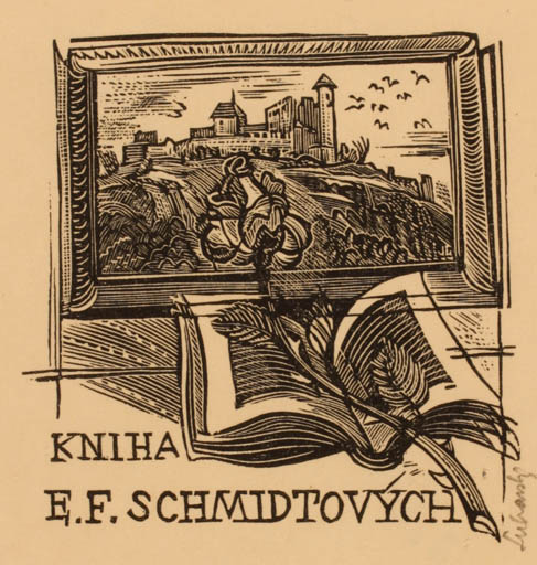 Exlibris by Jaroslav Lukavsky from Czech Republic for E. F. Schmidtovyck - Flower Book Art 