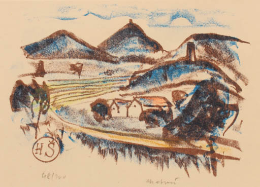 Exlibris by Miroslav Matous from Czechoslovakia for ? H. S. - Mountain Scenery/Landscape 