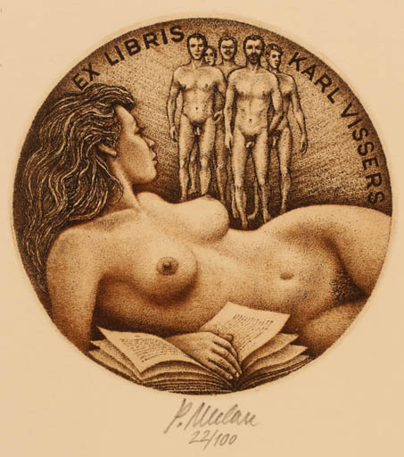 Exlibris by Petr Melan from Czechoslovakia for Karl Vissers - Erotica Nude 