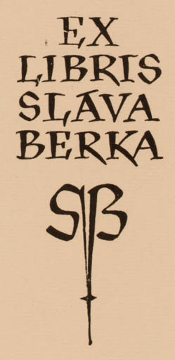 Exlibris by O Menhart from Czechoslovakia for Sláva Berka - Monogram Text/Writing 