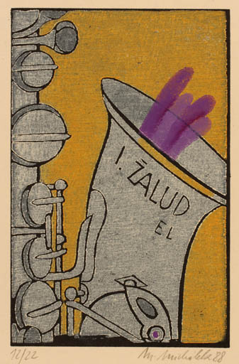 Exlibris by Milos Michalek from Czechoslovakia for I Zalud - Music 