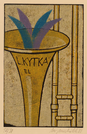 Exlibris by Milos Michalek from Czechoslovakia for L Kytka - Music 