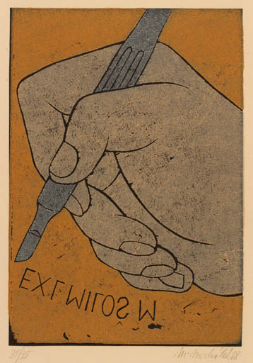 Exlibris by Milos Michalek from Czechoslovakia for Milos Michalek - Hand(s) Art 