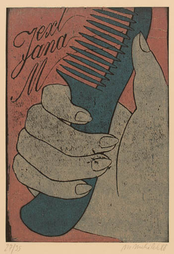 Exlibris by Milos Michalek from Czechoslovakia for Jana Michálková - Hand(s) 