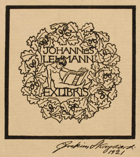 Exlibris by Joakim Skovgaard from Denmark for Johannes Lehmann - Book Flora Man 