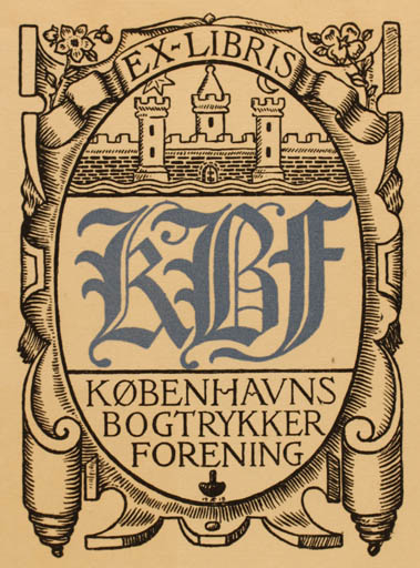 Exlibris by Kristian Kongstad from Denmark for ? Københavns Bogtrykker Forening - Flower Castle/Palace 