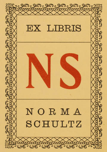 Exlibris by ? ? from Denmark for Norma Schultz - Ornament Text/Writing 