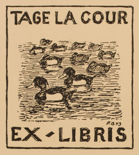 Exlibris by Falke Bang from Denmark for Tage La Cour - Bird 