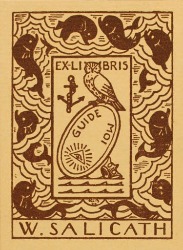 Exlibris by H. C. Bärenholdt from Denmark for W Salicath - Fish Owl 