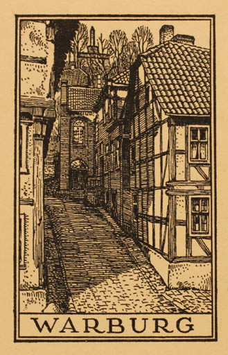 Exlibris by Johannes Britze from Denmark for Ernst Warburg - City 