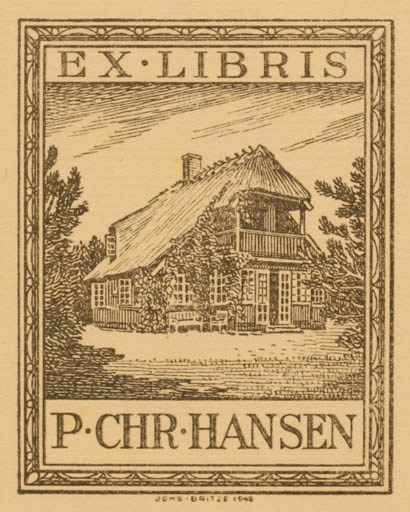 Exlibris by Johannes Britze from Denmark for P. Chr. Hansen - Architecture 