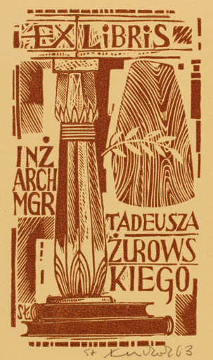 Exlibris by Stanislaw Luczak from Poland for ? Tadeusza - Book 