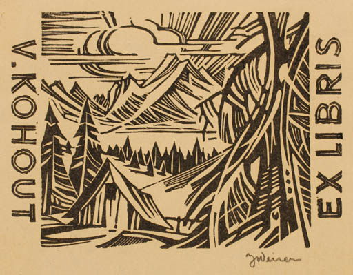 Exlibris by Josef Weiser from Czechoslovakia for Vladislav Kohout - Scenery/Landscape 