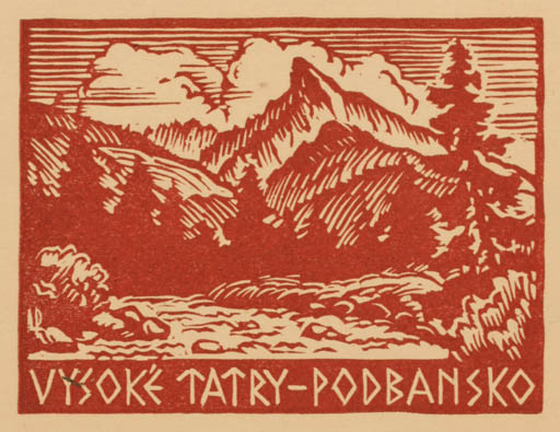 Exlibris by ? ? from Czechoslovakia for Vysok Tatry- Podbansko - Mountain Scenery/Landscape Tree 