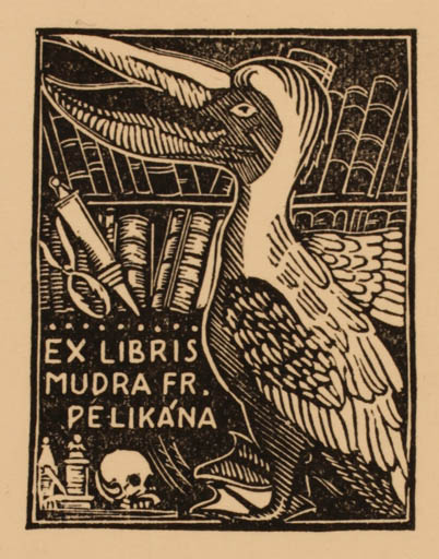 Exlibris by Anna Mackova from Czechoslovakia for Fr. Pelikana - Bird 