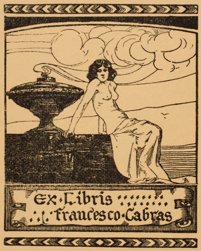 Exlibris by ? Unbekannt from Spain for Francesco Cabras - Jugend Woman 