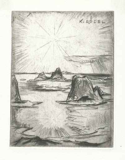 Exlibris by Rudolf Koch from Germany for Klaus Rödel - Scenery/Landscape Literature 