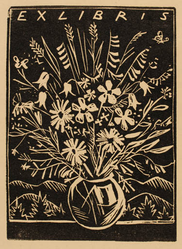 Exlibris by Alois Moravec from Czechoslovakia for ? ? - Flora 