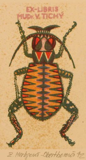 Exlibris by Karel Oberthor from Czech Republic for Vladimir Tichy - Insect 