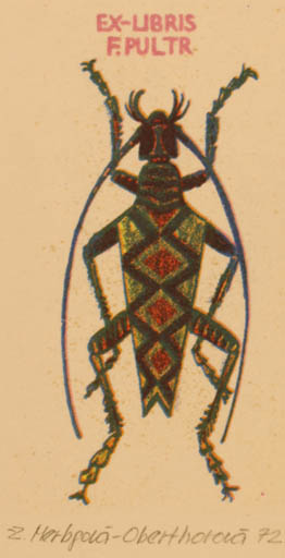 Exlibris by Karel Oberthor from Czech Republic for Frantisek Pultr - Insect 