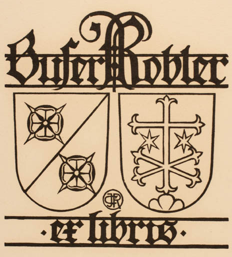 Exlibris by Claude Jeanneret from Schwitzerland for Jacques Buser Kobler - Heraldry 