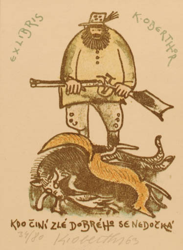 Exlibris by Karel Oberthor from Czech Republic for Karel Oberthor - Man Weapon 