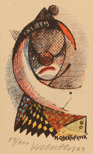 Exlibris by Karel Oberthor from Czech Republic for M. Oberthorova - Theater/Cirkus 